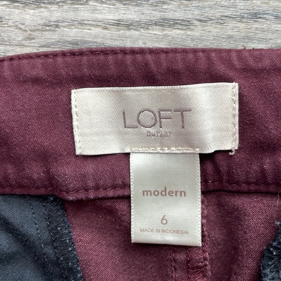 Loft Outlet Women’s Maroon, Wine, Mid Rise Modern Skinny Ankle Pants, size 6 - Picture 2 of 11